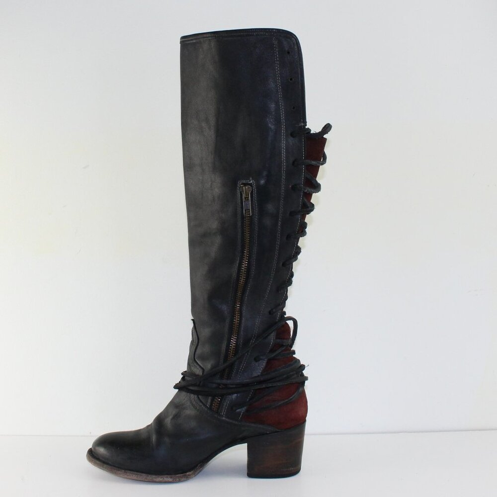 Freebird Steven Coal Tall High Black Black Leather Boots (7 US) - Picture 6 of 11